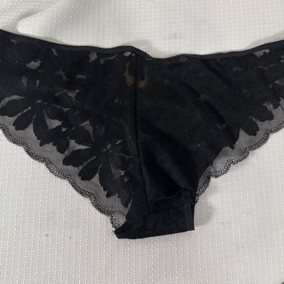 Victoria's Secret "Pink" Strappy Black Lace Floral Cheekster Panty  8350 - Picture 4 of 8